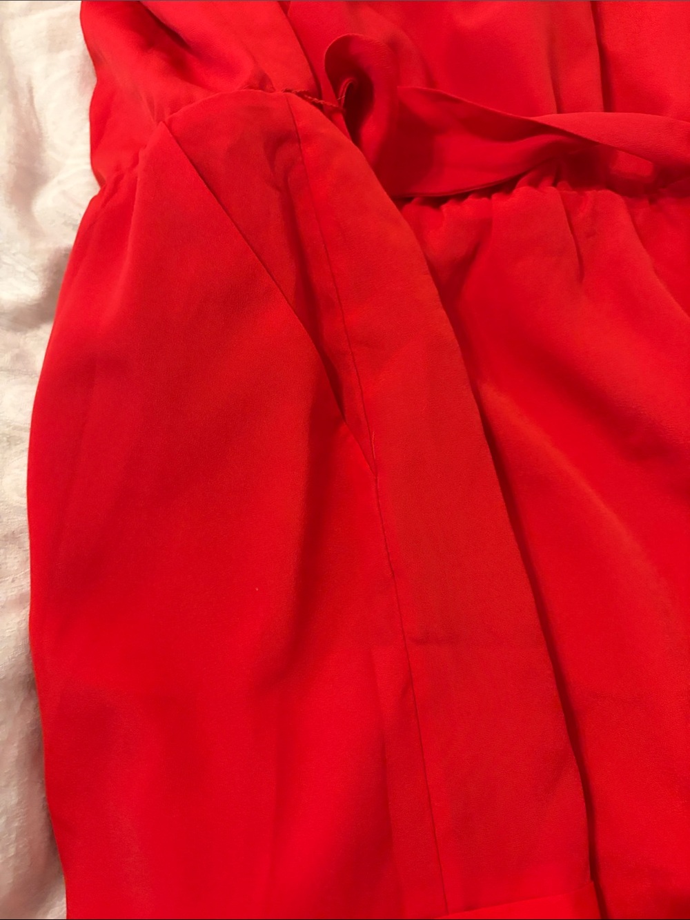 Express Red Strapless Ruffle Romper - Picture 3 of 4